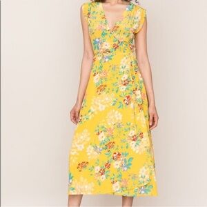 Floral Yellow Wrap Dress